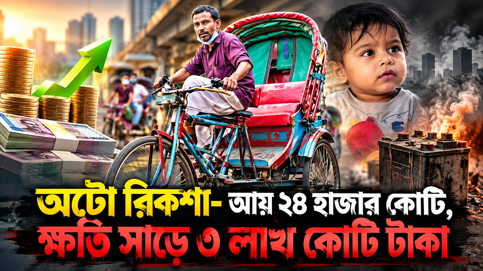 অটো রিকশা- আয় ২৪ হাজার কোটি, ক্ষতি সাড়ে ৩ লাখ কোটি